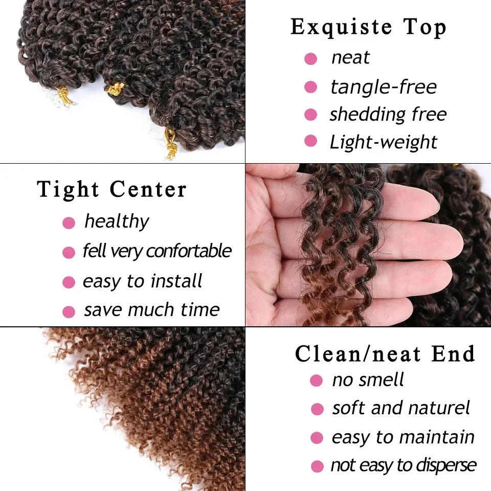 Monochrome Mixed Color Marlybob Fluffy Curly Hair Extensions for Women\'s 8-inch Synthetic Crochet Hair Three Piece Wig Braids