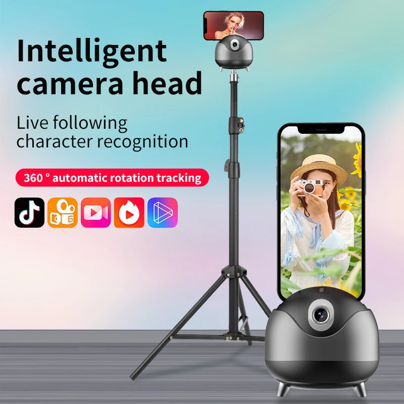 

Auto Face Tracking Tripod 360° Rotation Smart Shooting Phone Holder with Remote & Gesture Control for Tiktok Live, Vlog