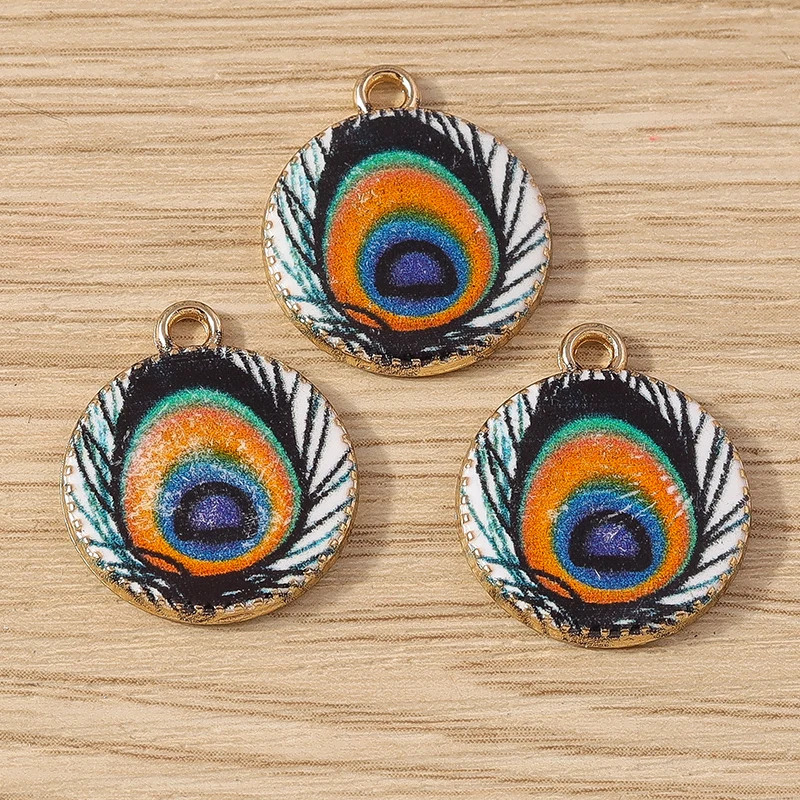 Tusember 10 Stück Emaille-Anhänger mit Pfauenfeder-Anhänger für Schmuckherstellung, Halskette, Ohrringe, DIY, Armband, Zubehör, Zubehör – Detail 4