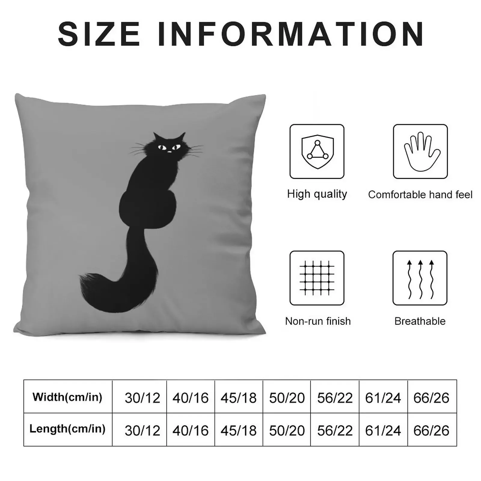 Longhaired Black Cat with Long Tail Throw Pillow luxury sofa pillows Christmas Pillow Cases pillow