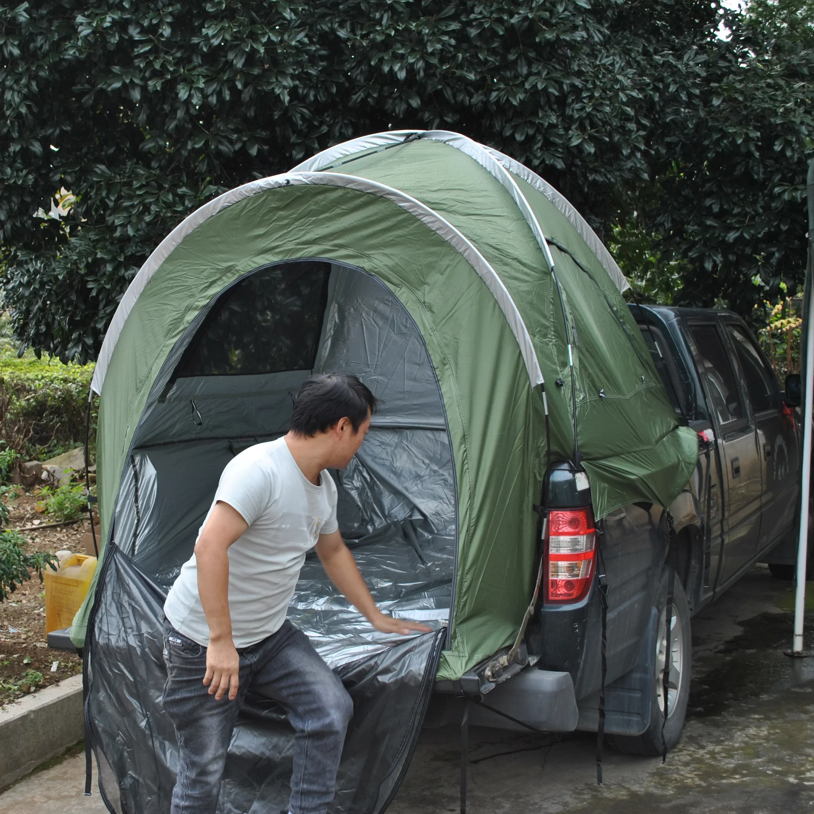 Tienda de campaña para camión, tienda de campaña para camioneta, doble capa, impermeable, PU4000 mm y UPF 50+ para 2 personas, tiendas de campaña portátiles para camiones de 5,5-6,5 pies
