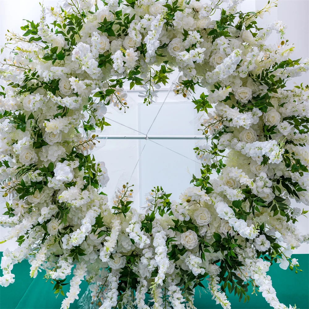 Mariage Decoration Circular Flower Arrangement Ceiling Hang Guirlande De Fleurs Artificielles Green White Wisteria 2m Wreath