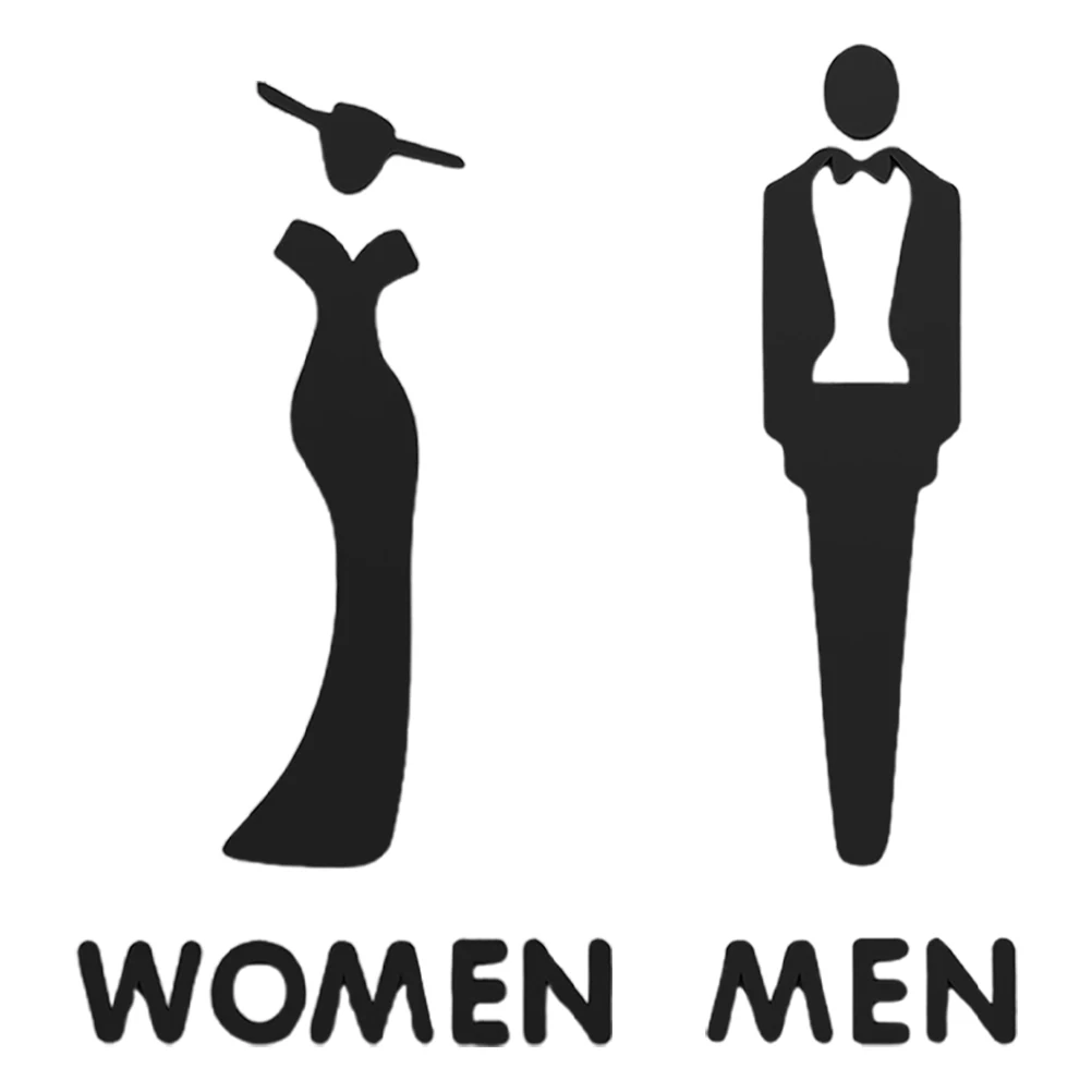 

2pcs Acrylic Bathroom Sign Board Restroom Plaque Men Women Toilet Sign Self-Adhesive Easy Install Office Home Decorative