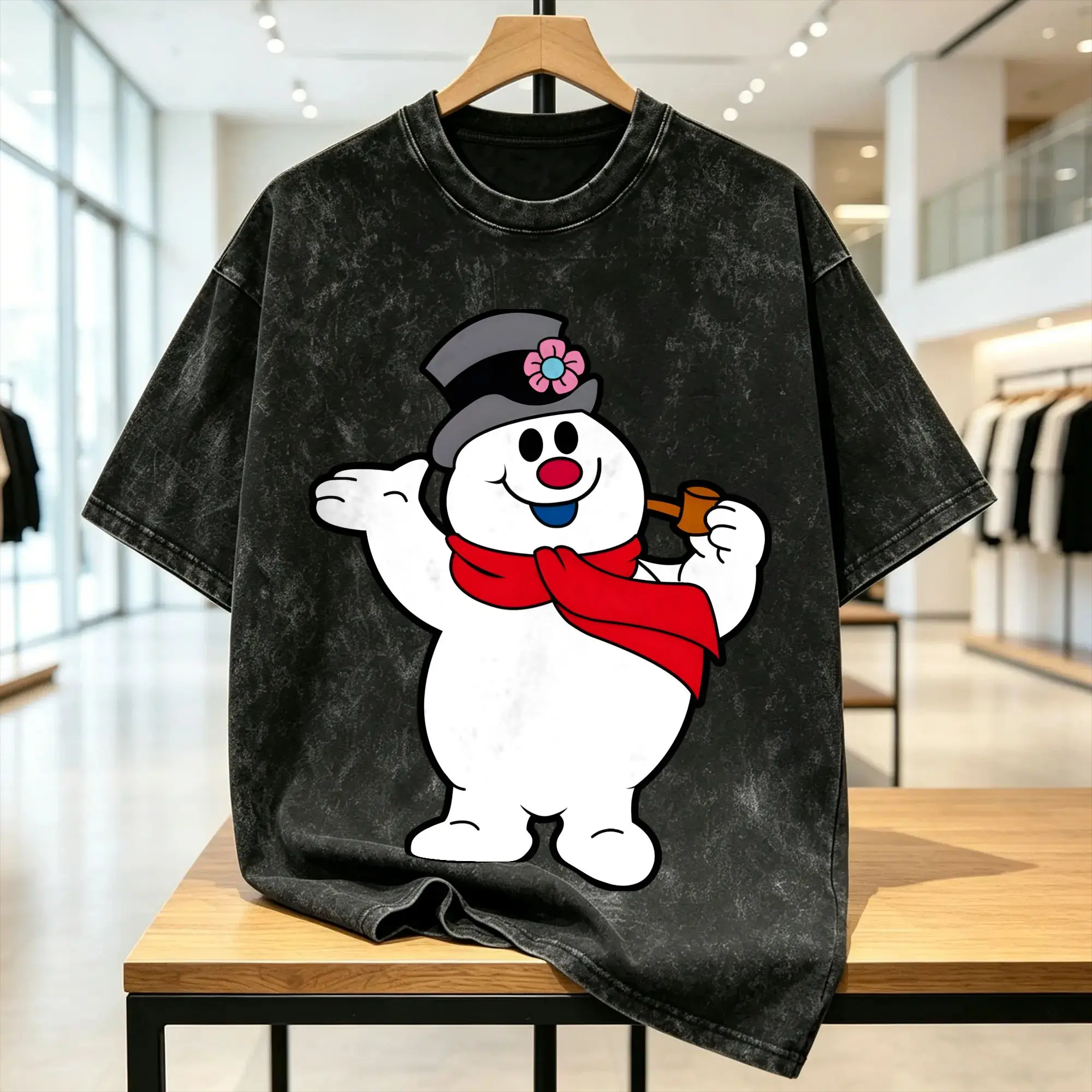 Snowman Frostys T-Shirts for Men  Novelty Pure Cotton Tee Shirt Crew Neck Short Sleeve T Shirts Plus Size Clothes