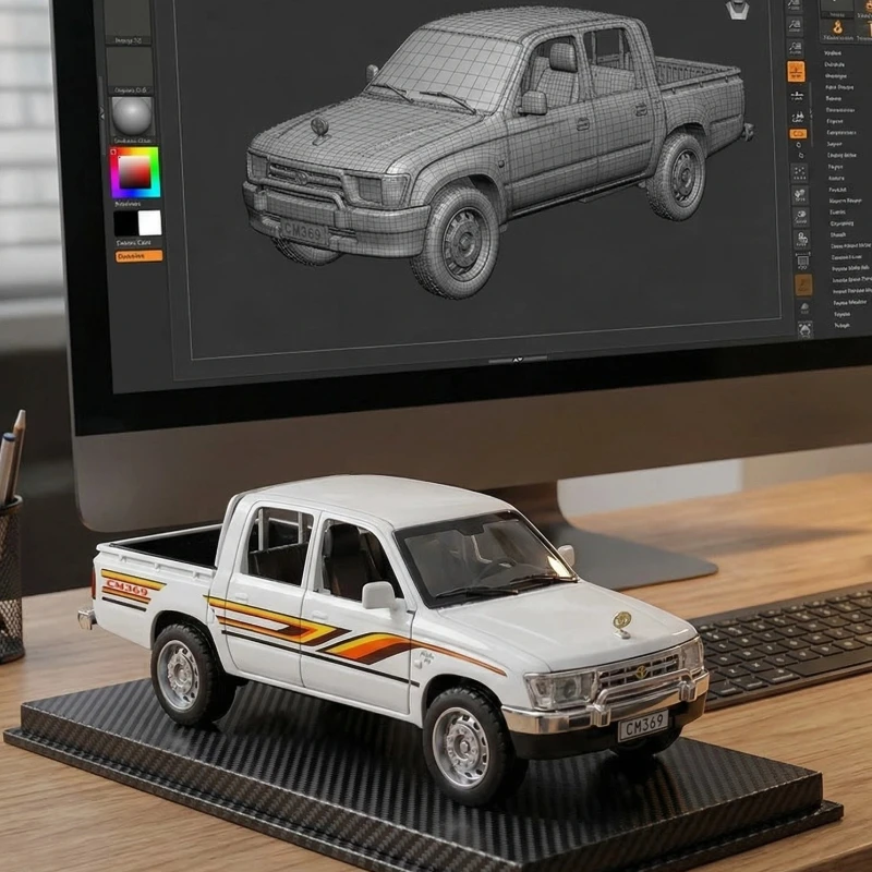 

Модель пикапа Hailax из сплава, масштаб 1:32, игрушечная машинка с функцией отката, со звуком и светом, настольное украшение, декор для интерьера, подарки для детей