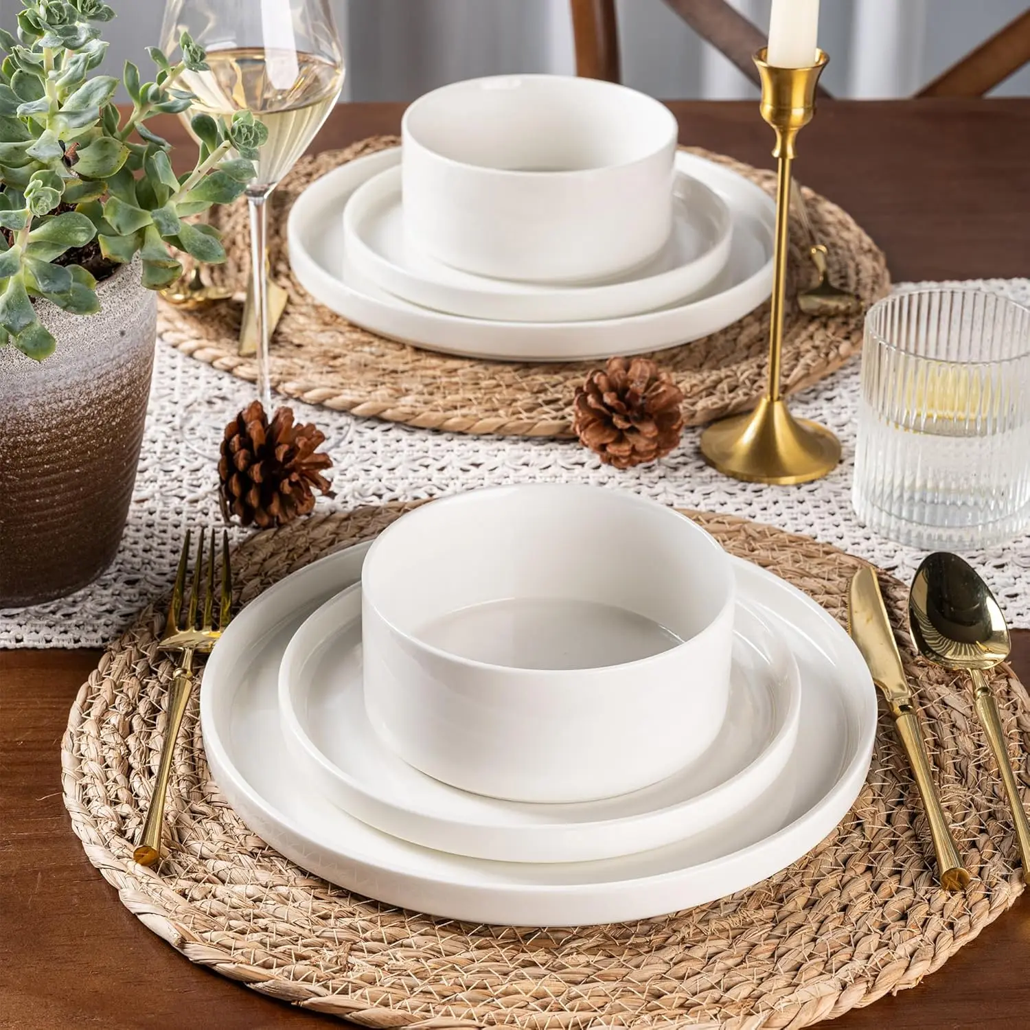 ชุดอาหารเซรามิกสำหรับ 4 ที่, ชุดจานและชาม, ชุดจานเคลือบเงาแบบทำมือ, ทนต่อการขีดข่วน |   เตาอบ&เครื่องล้างจาน&ไมโครเวฟ