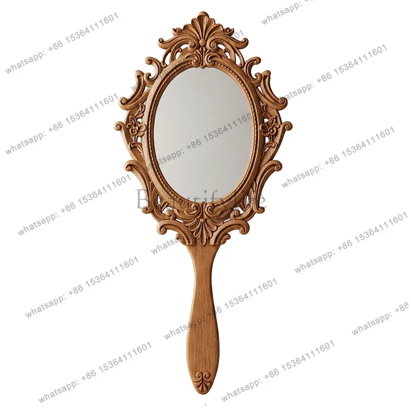 European court retro nostalgic carved mirror girls bedroom makeup mirror light luxury decorative wall hanging