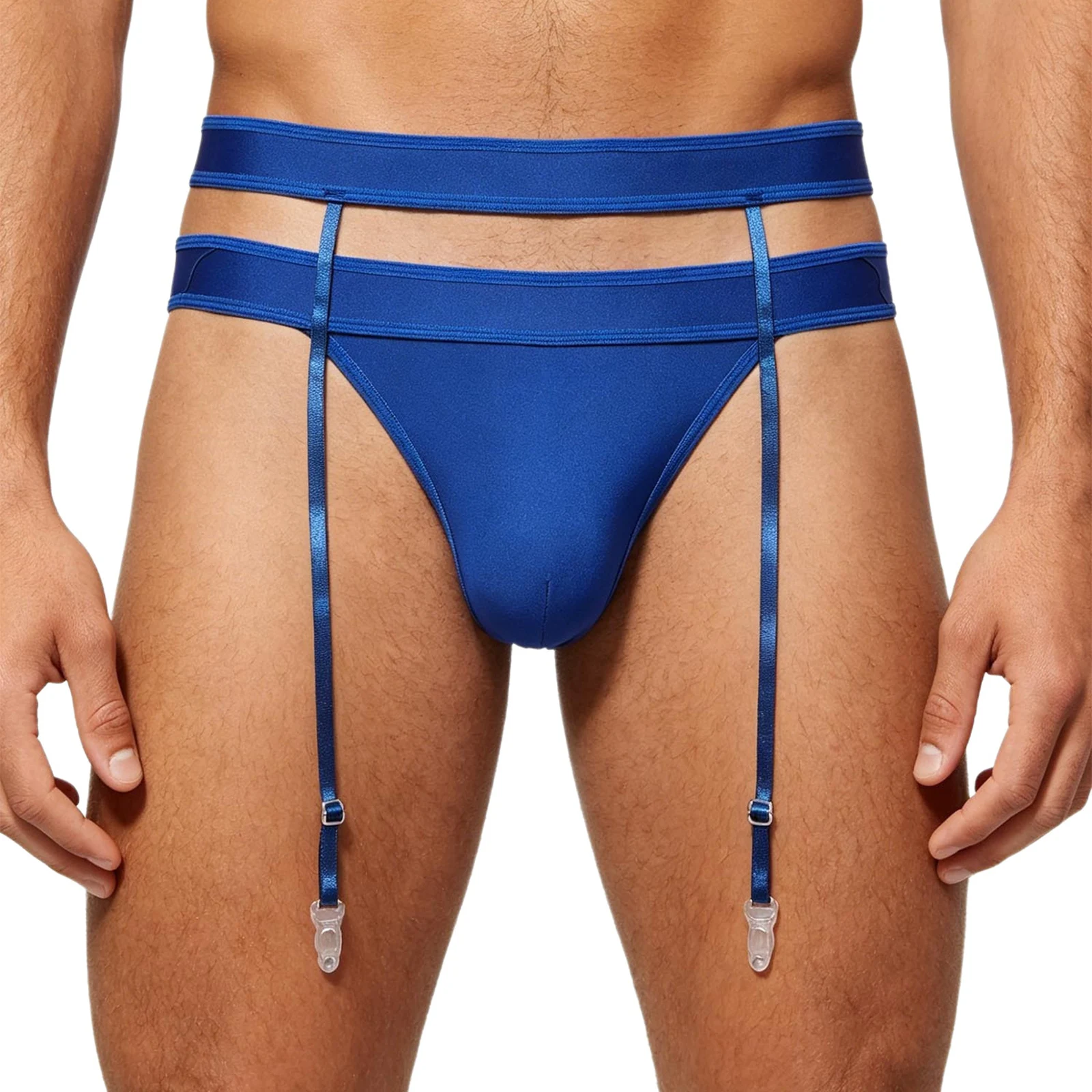 

Mens Jockstrap Thongs Briefs Lingerie Set Elastic Waist Belt Bulge Pouch T-back Pantie with Built-in Garter Belts Club Nightwear