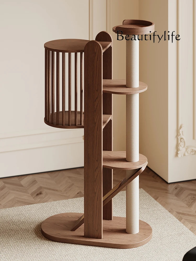 

Cat climbing frame integrated cat house small apartment cage household indoor full solid wood cat jumping platform