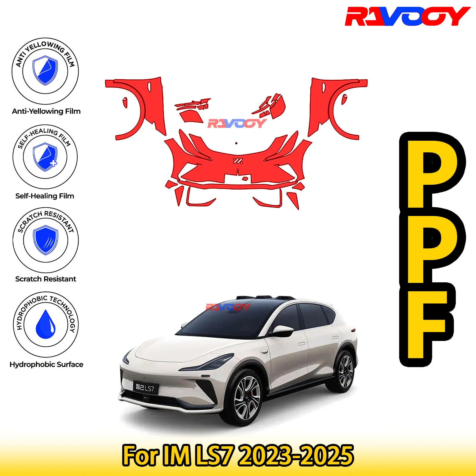 

For IM LS7 2023-2025 Glossy Matte Black Precut front PPF Kit Paint Protection Film