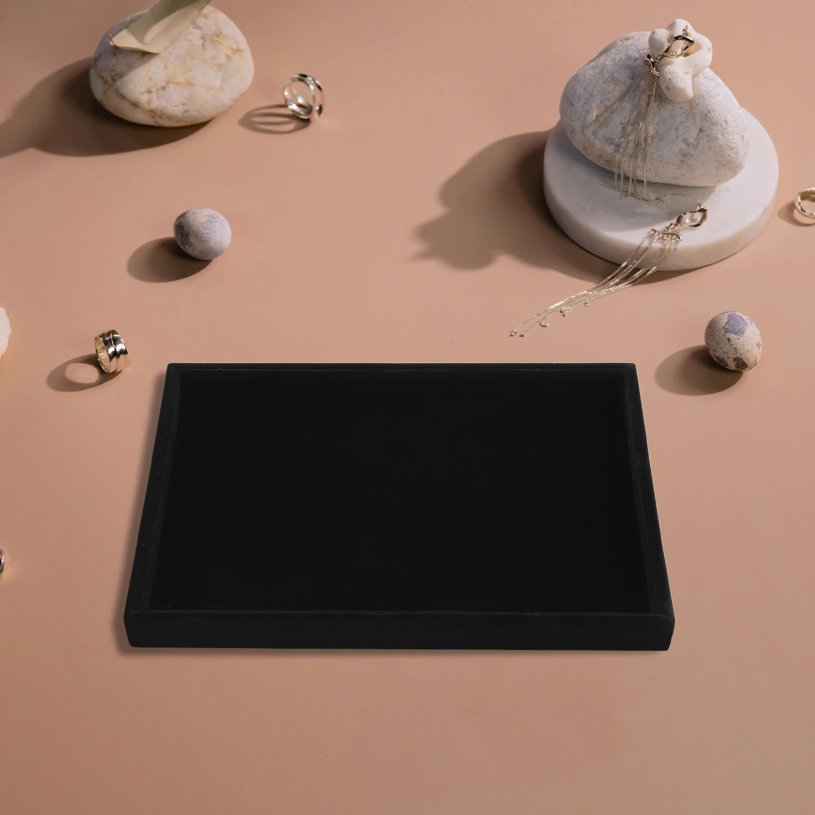 2Pcs Jewelry Display Tray Soft Organizer Tray for Ring Earring Necklace Storage Vanity Showcase Necklace Holder Display