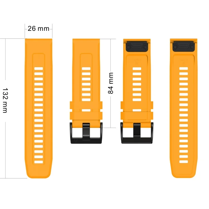 26mm Quick Fit Silicone Watch Strap Replacement for Garmin Fenix 7X 6X 6XPro 5X Easyfit Rubber Waterproof Watch Bracelet