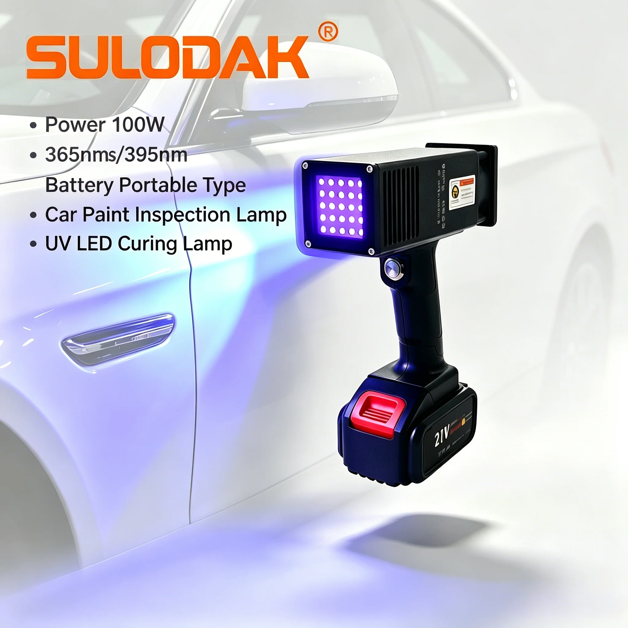 Portable Recharged Uv Lamp Automotive Sheet Metal Wireless Curing Lamp Paint Spraying Car Paint Flaw Detection LEDUV Curing Lamp