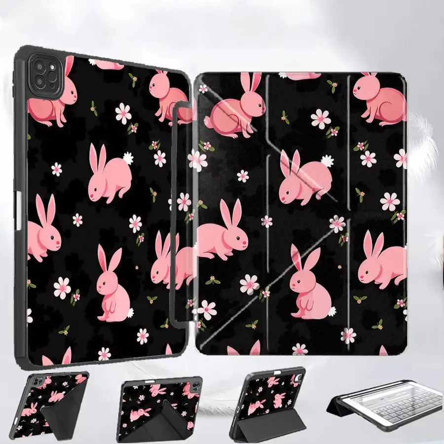 

Чехол для планшета iPad Pro 2025, Pro 11-го, 10-го, 9-го, 8-го, 7-го поколений, 12.9 дюймов, Air 4, 5, M3, M2, M4, 11 дюймов, Mini 6, 7, с держателем, милый кролик