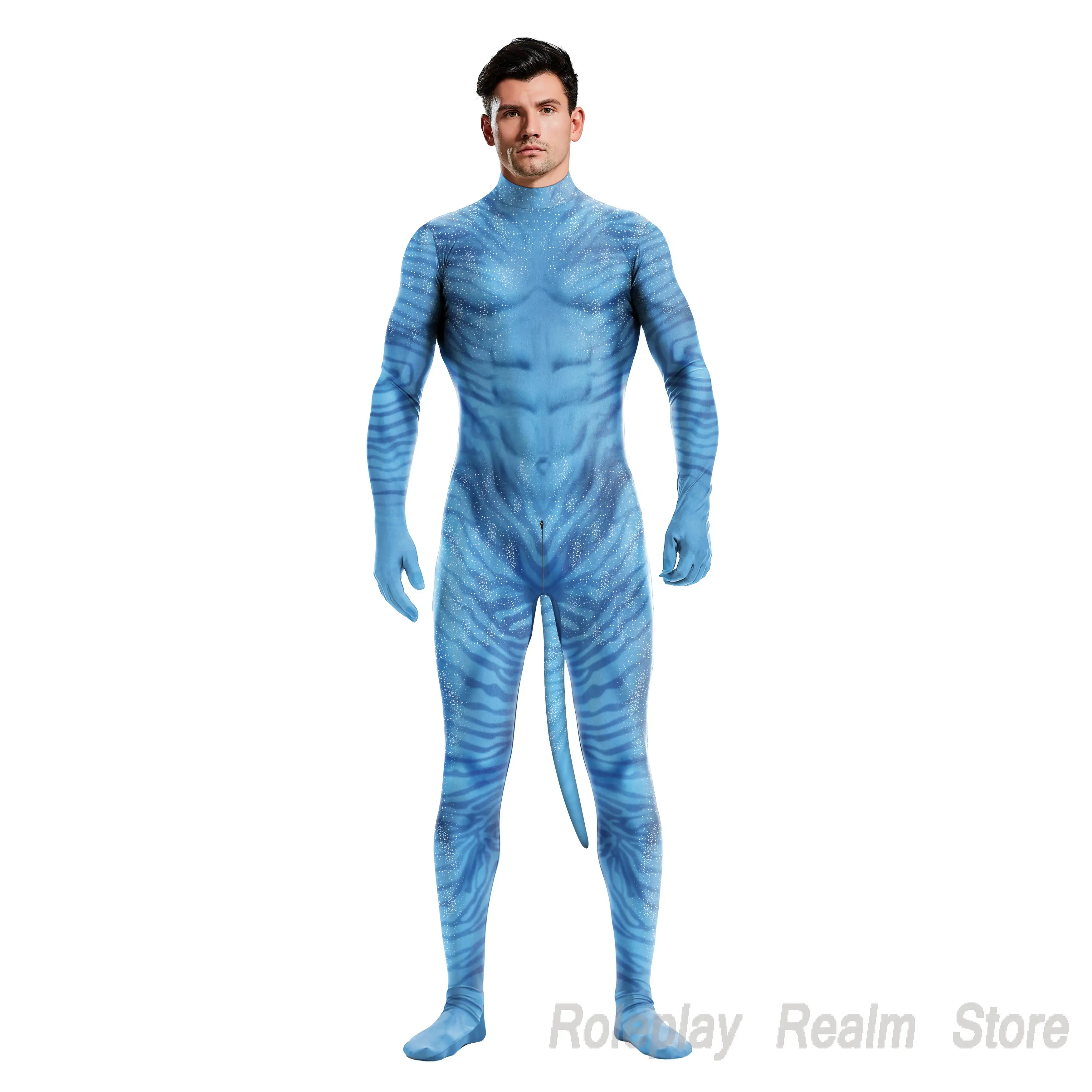 Avatar Costumes Matching Family Outfits Halloween Carnival 2025 Avatar Fire Ash Avatar 3D Print Fullbody with Tail Jumpsuits - view 3
