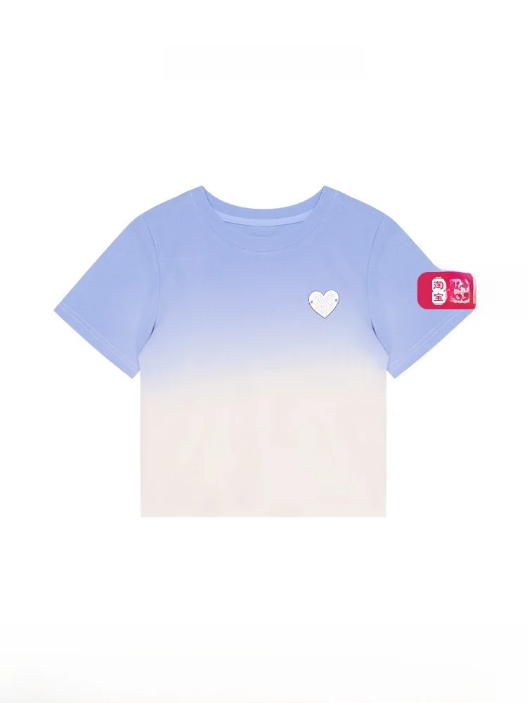 

Noisy Teddy adient Color round Ne ort Sve T-irt Casual Loose Fit Cotton Polyester Blend Summer New Sle for Women