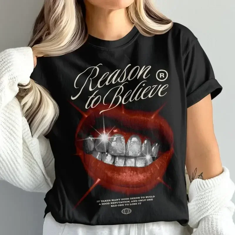Reason To Believe T Shirt Lip Art Stylish Fashion Statement