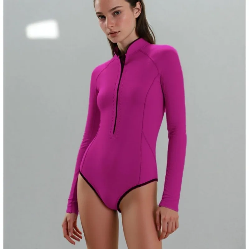 دائم 2 مللي متر النيوبرين بذلة المرأة قطعة واحدة طويلة الأكمام الغوص الرياضات المائية بدلة غطس ملابس السباحة طفح الحرس