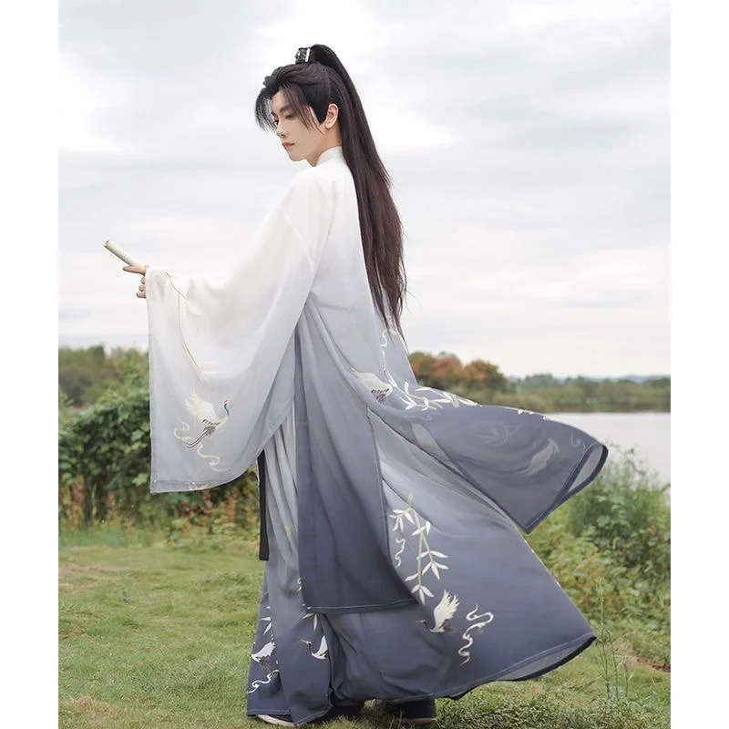 Han Clothing Men's and Women's Chinese-Style Jin-Style Chivalrous Ancient Costume Cross-Collar Waist Wei-Jin Style Autumn Suit