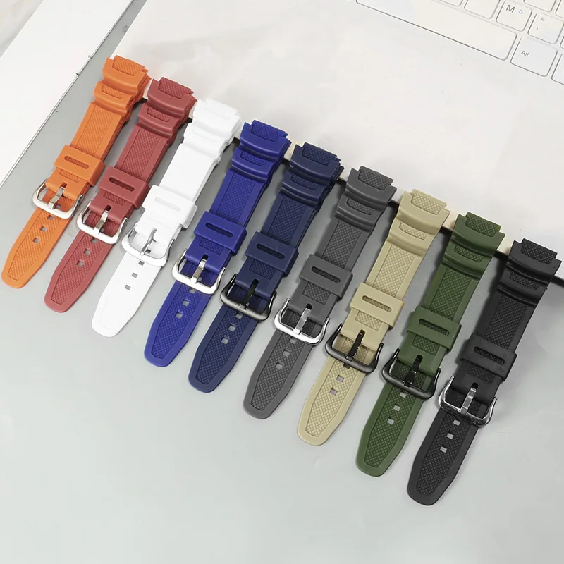 Substitute For Small Square Watchband W-218H-4B2/3A/1A/W737H/F-108 Series Resin Rubber Watch Strap 18mm