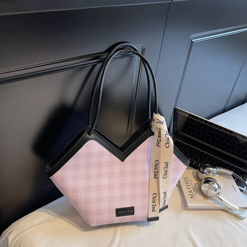 

Minimalist Simple Solid Color Leather Tote Bag Large Capacity For Women Shopper Commuter Daily Casual Chic