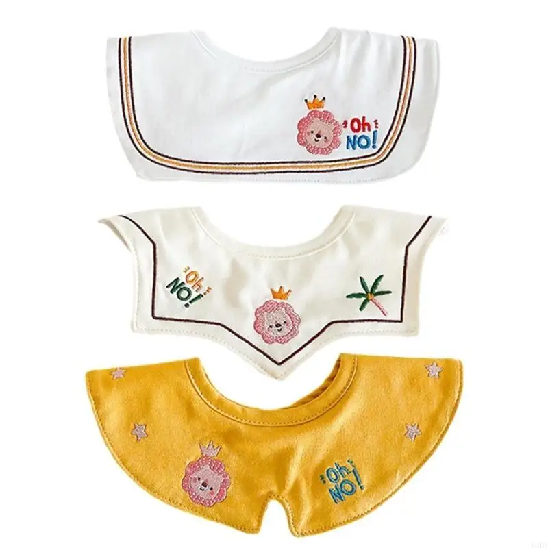 54DF 3 stuks babyvoeding slabbetjes borduren cartoon patroon slabbetjes voor baby kwijlen schort