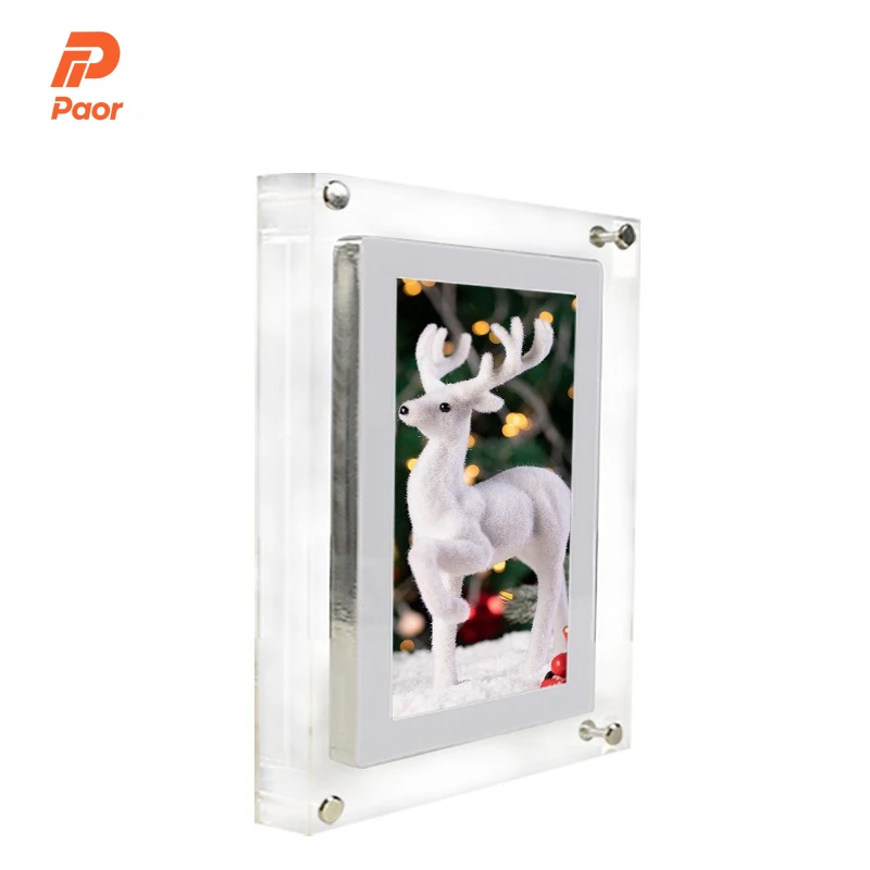 Smart Photo Frame 5 Inch IPS Screen WiFi Cloud Acrylic Digital Photoframe USB-C/Type-C Port Video Playback Clock 854x480