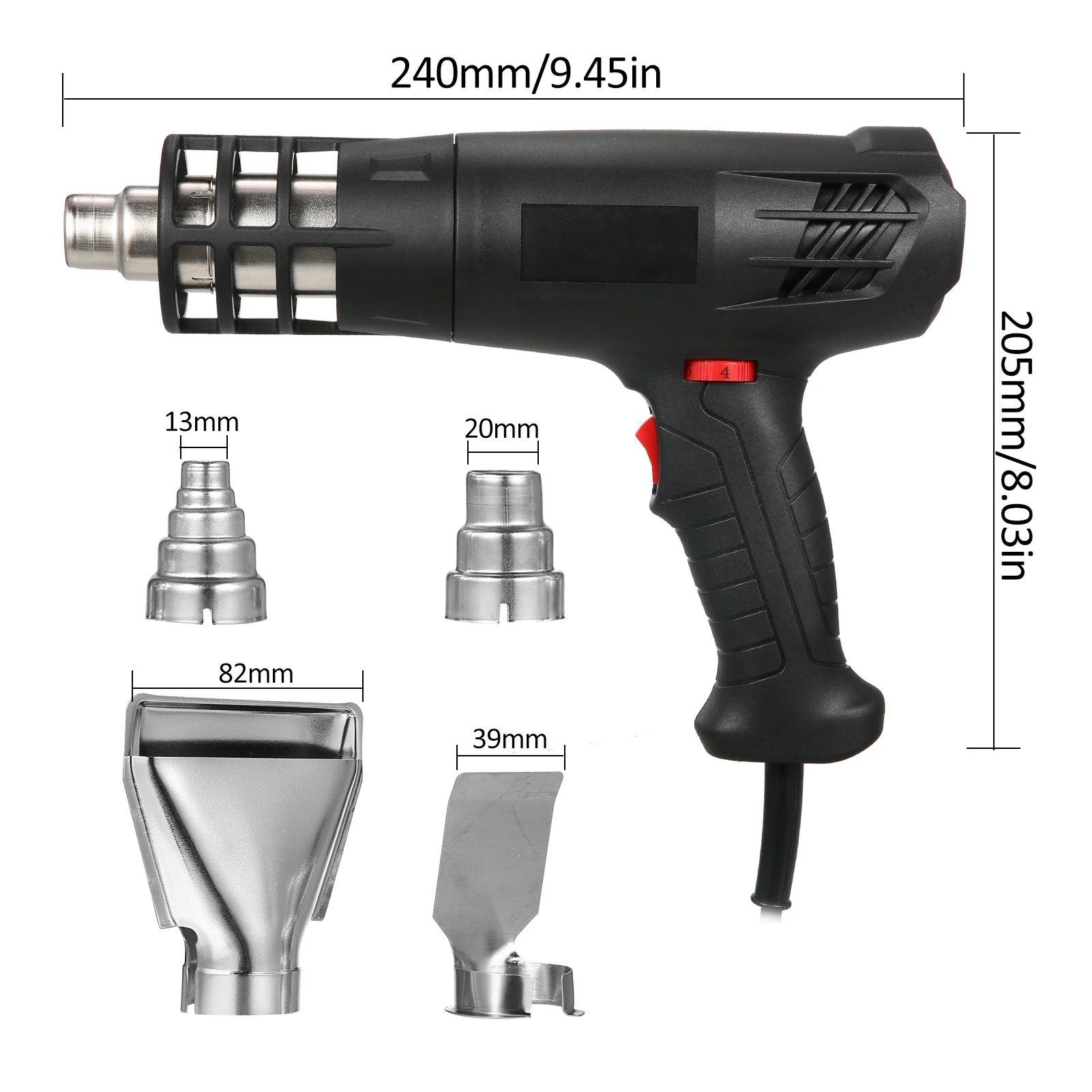 آلة تسخين الهواء الساخن درجات الحرارة قابل للتعديل جهاز التدفئة المحمولة المحمولة آلة تسخين الهواء الساخن 1600-2000 واط 60 ~ 600 ℃