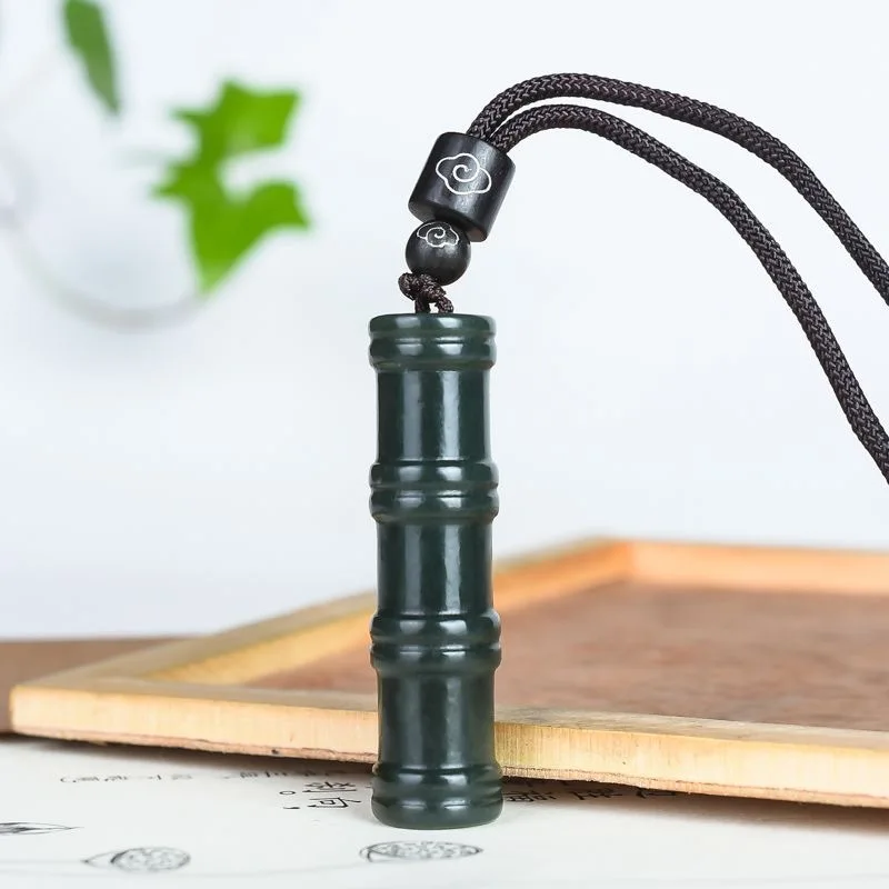 

Xinjiang Natural Hetian Sapphire Bamboo Pendant Bamboo Men's and Women's Pendant