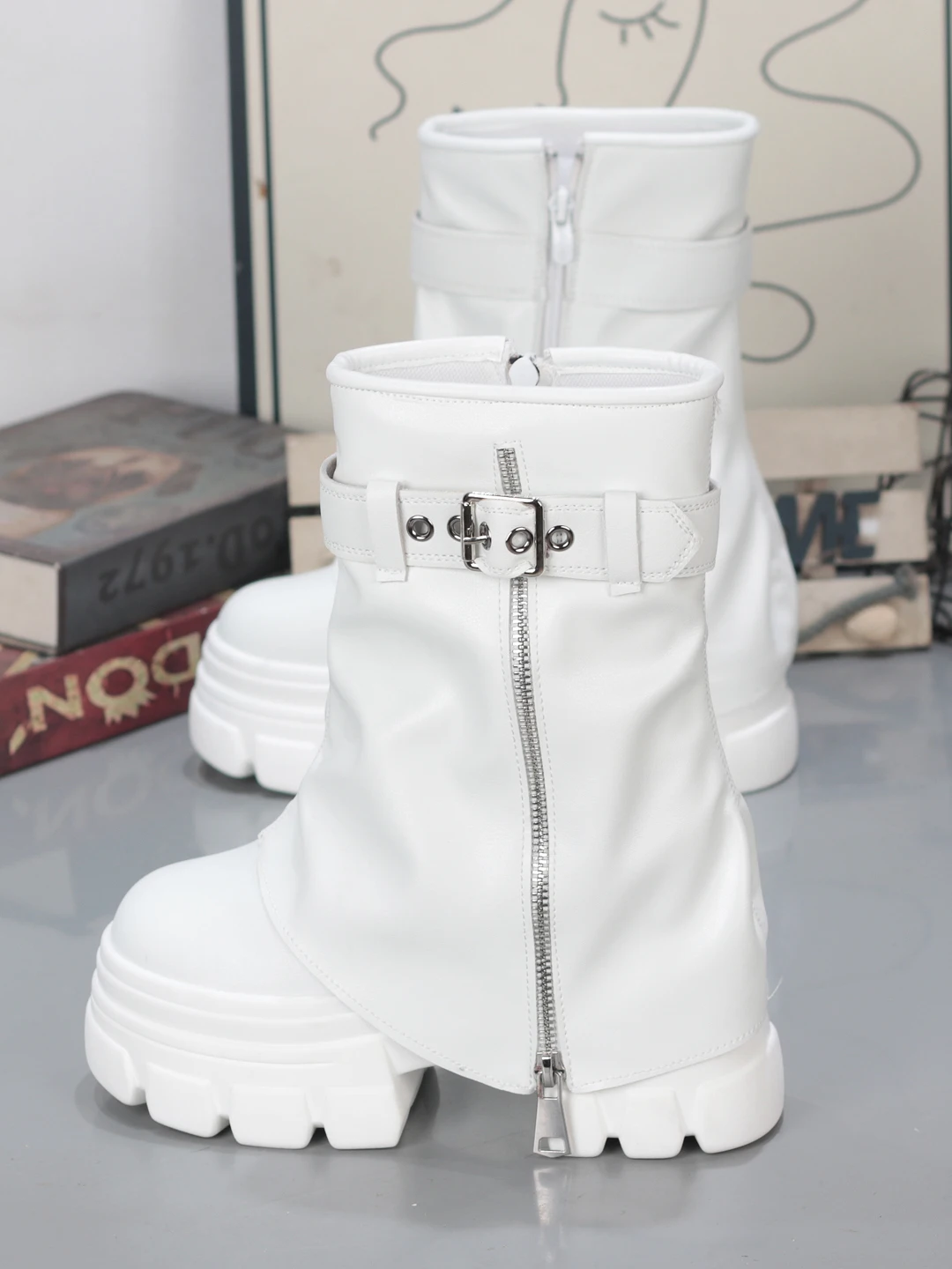 

Women's Boots Thi Bot High Top 0-2CM Heightening Casual Leisure Booties Warm Fce Lined All-Match Boots