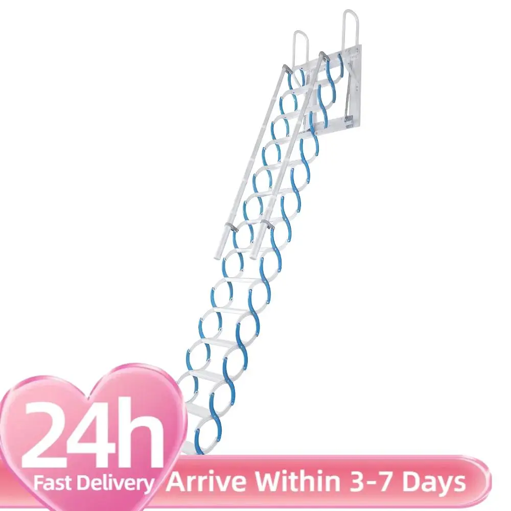 

Ceiling Mount Attic Ladder Folding Retractable Loft Ladders Manganese Steel 661 LBS Capacity Suitable for Garages Roofs Basement