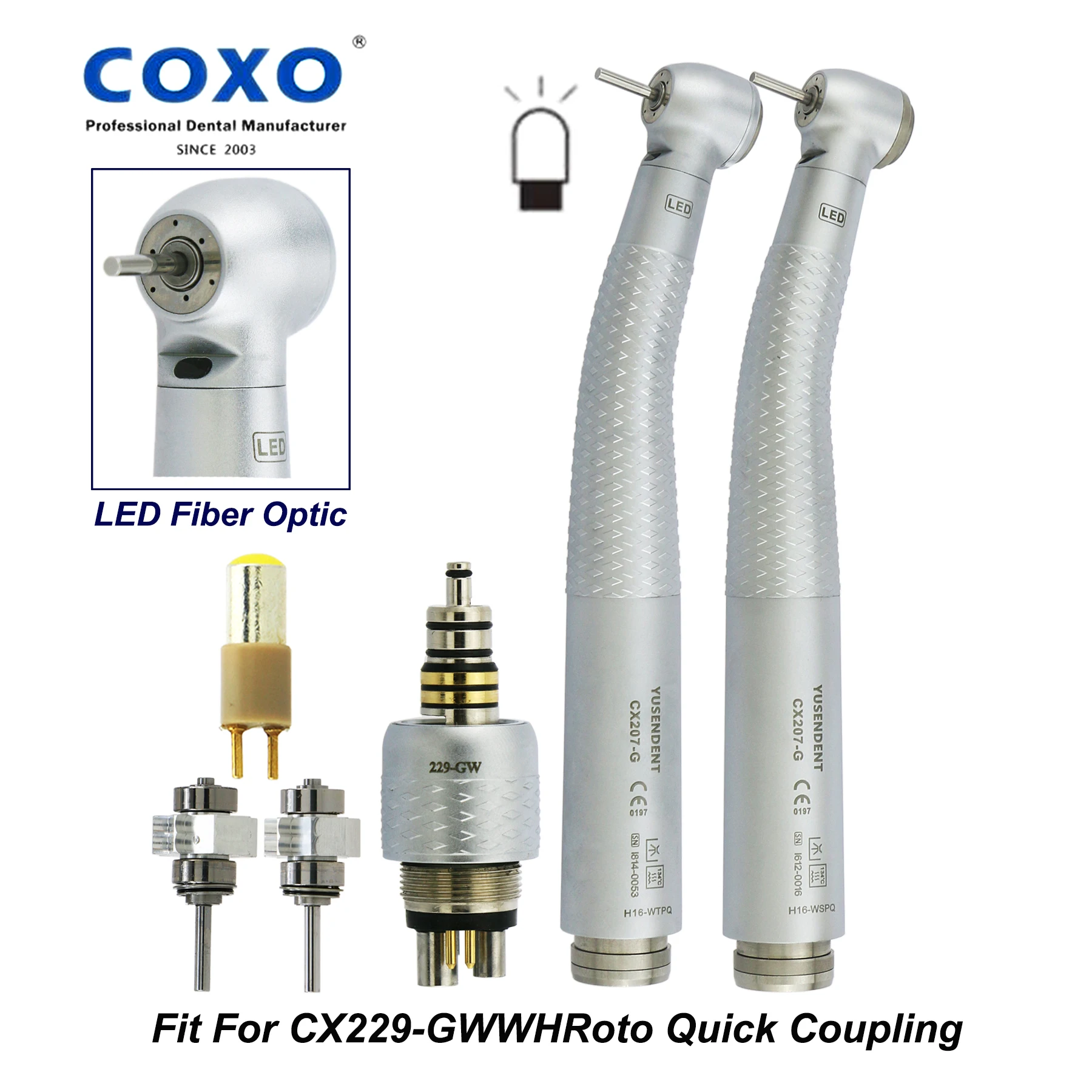 KaVo Multiflex NSK Phatelus Sirona LED Coupler Coupling 6Pin Fit COXO Dental High Speed Fiber Optic Air Turbine Handpiece CX207G