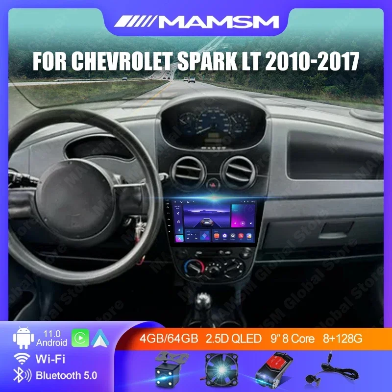 MAMSM For Chevrolet Spark LT 2010 - 2017 Android 12.0 Car Radio DSP RDS CarPlay Auto Multimedia Video Player QLED Touch Screen