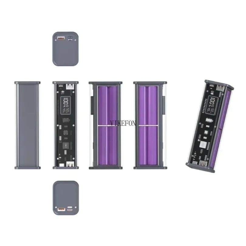 22.5W DIY Battery Charger Case Transparent PD Power Bank Storage Box For 8PCS 18650 Polymer 20000mAh Battery Fast Charging Box
