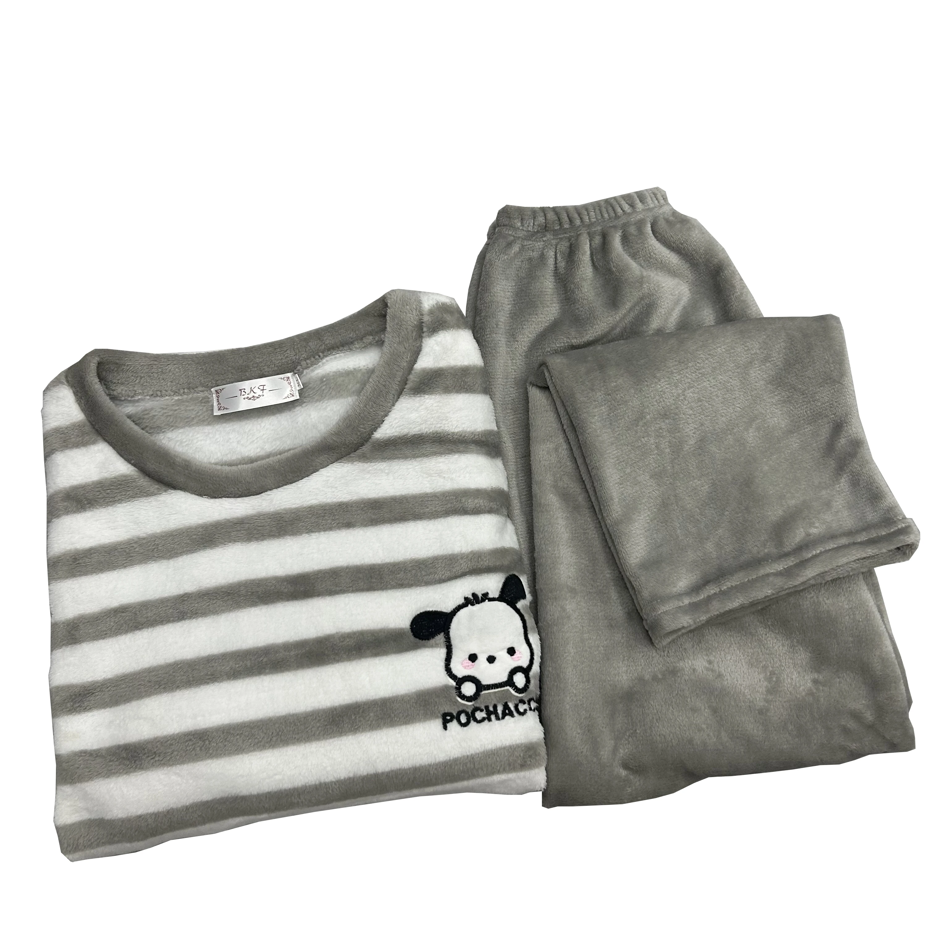 التطريز الكلب الرجال قطاع منامة الخريف والشتاء سميكة الدافئة طويلة الأكمام السراويل المرجان الصوف Homewear ملابس للرجال #5