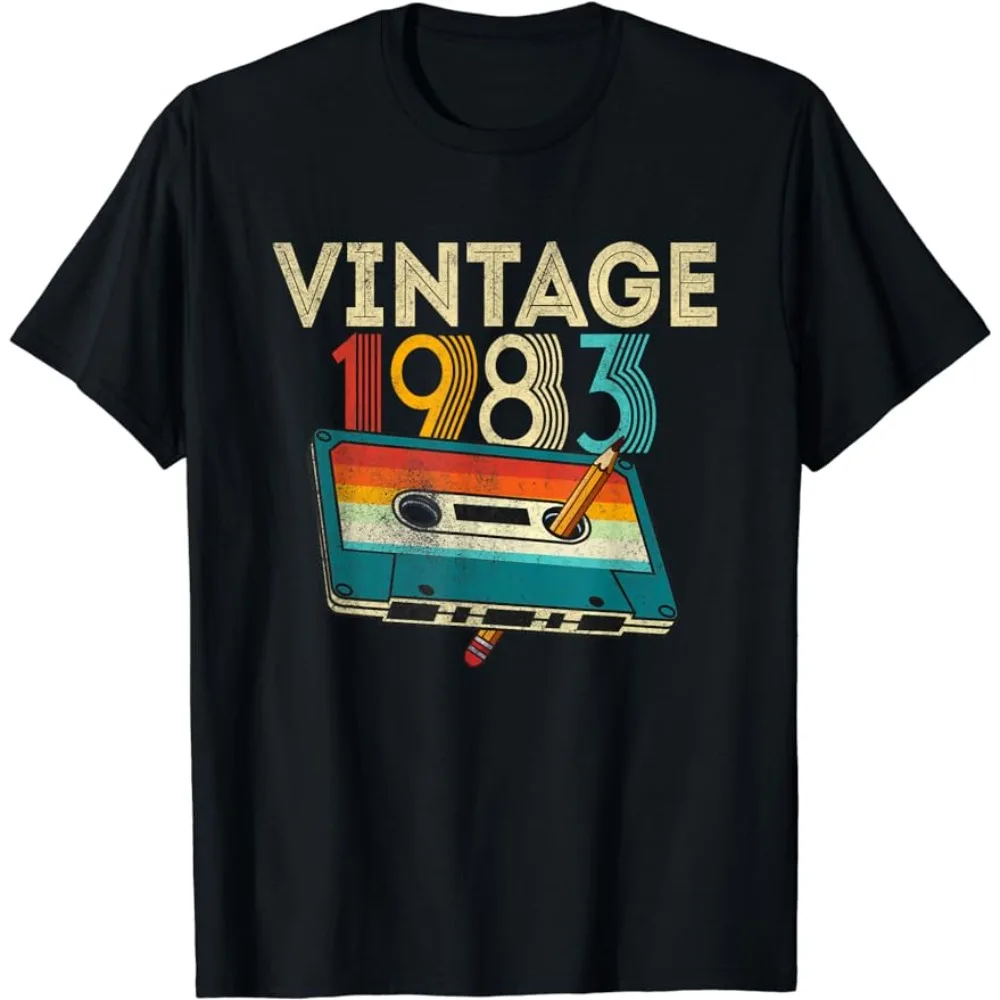 Men's 40st Birthday T-Shirt: Born 1983 Retro Streetwear Style Vintage Retro for Men's Graphic T-Shirts Birthday Gifts TShirt