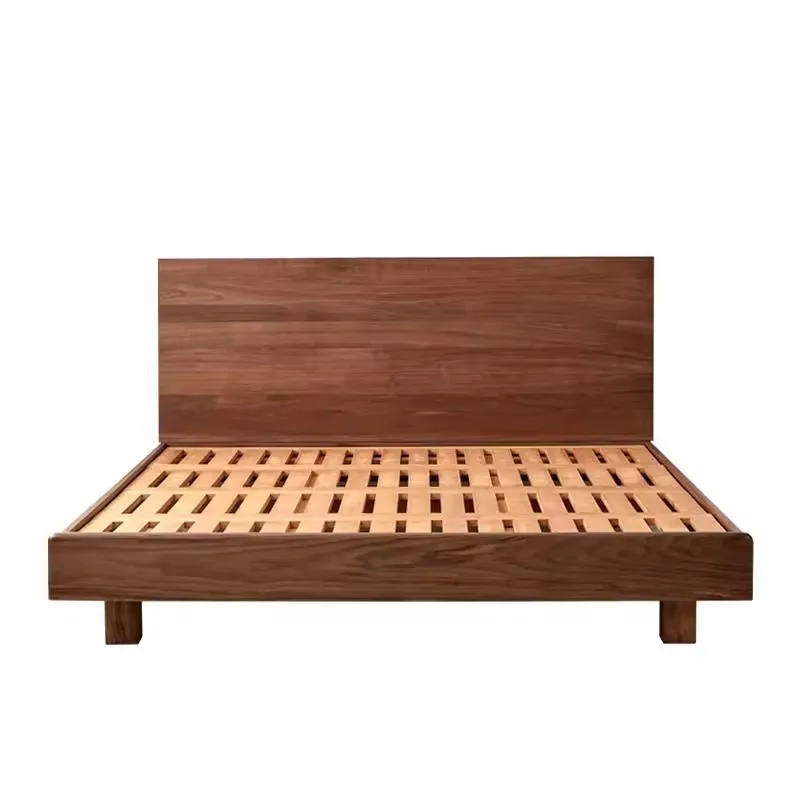 

Nordic solid wood bed modern and simple North American black walnut double 1.8m Japanese log master wedding