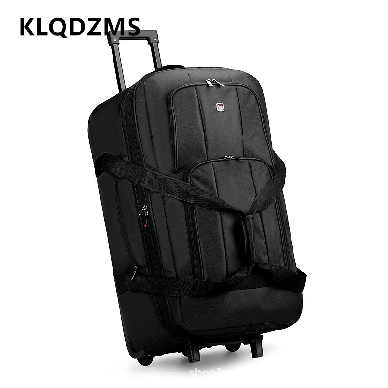 

KLQDZMS Luggage Bag Oversized Capacity Trolley Bag Oxford Cloth Multifunctional Storage Travel Bag Foldable Checked Bag Suitcase