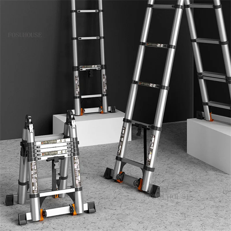 Modern Aluminum Alloy Folding Ladder Home Telescopic Ladder Multi-function Herringbone Ladder Engineering Portable Lift Stairs