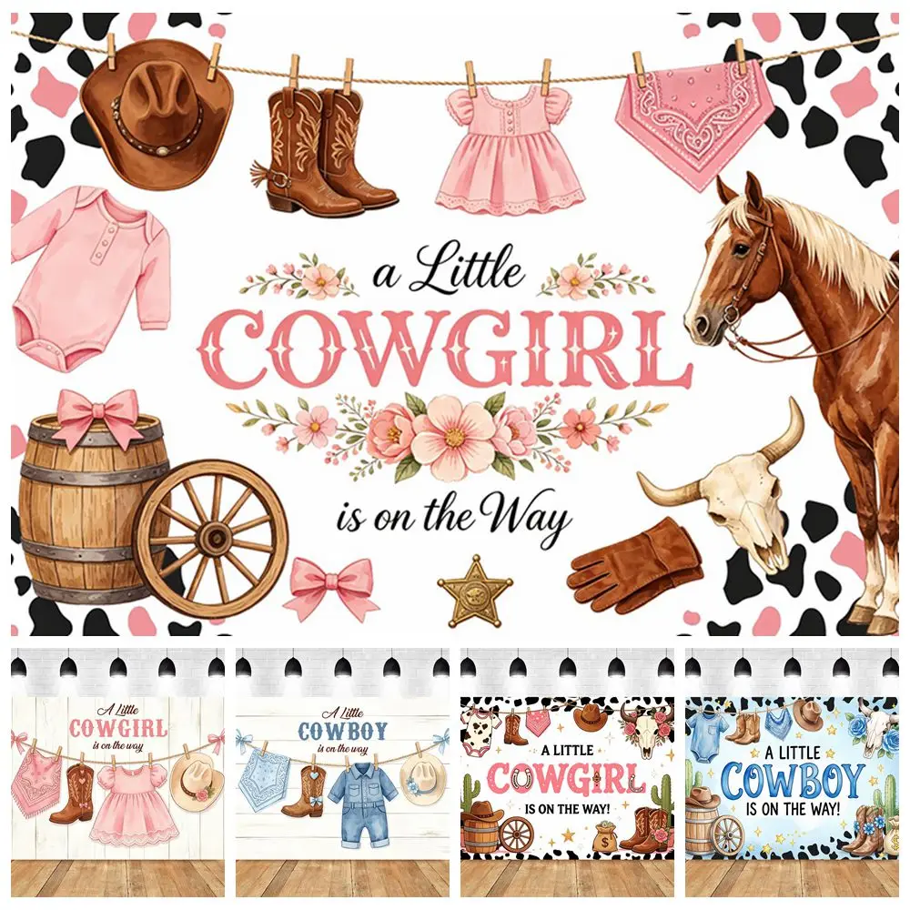 Cowboy or Cowgirl Gender Reveal Party Decor Backdrop Western Baby Shower Party Decor Photography Background Banner Photo Studio