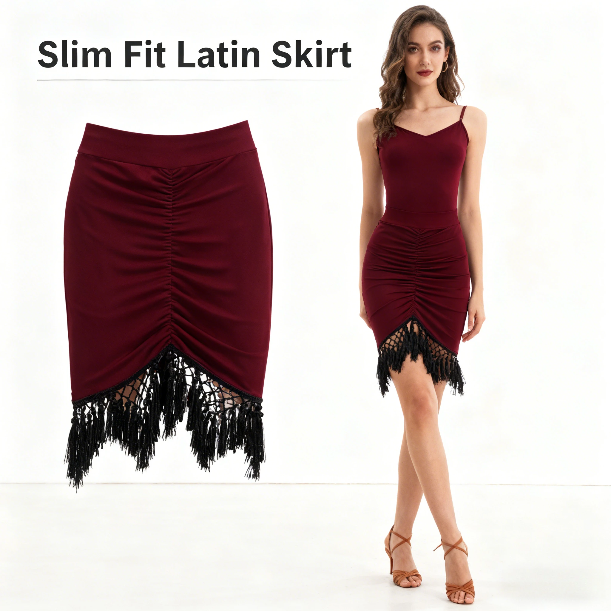 

Хип-шарф для латинских танцев для взрослых, цельная юбка с завязками и нерегулярной бахромой, облегающий полуфартук для бальных танцев, низ для тренировок