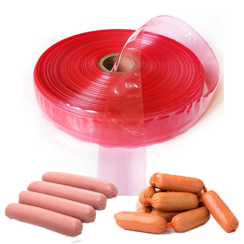 30 Meters Casings for Sausage Shell Wide 5CM Food Grade Hot Dog Plastic Inedible Casing Tranparent Red Color Ham Kitchen Tools