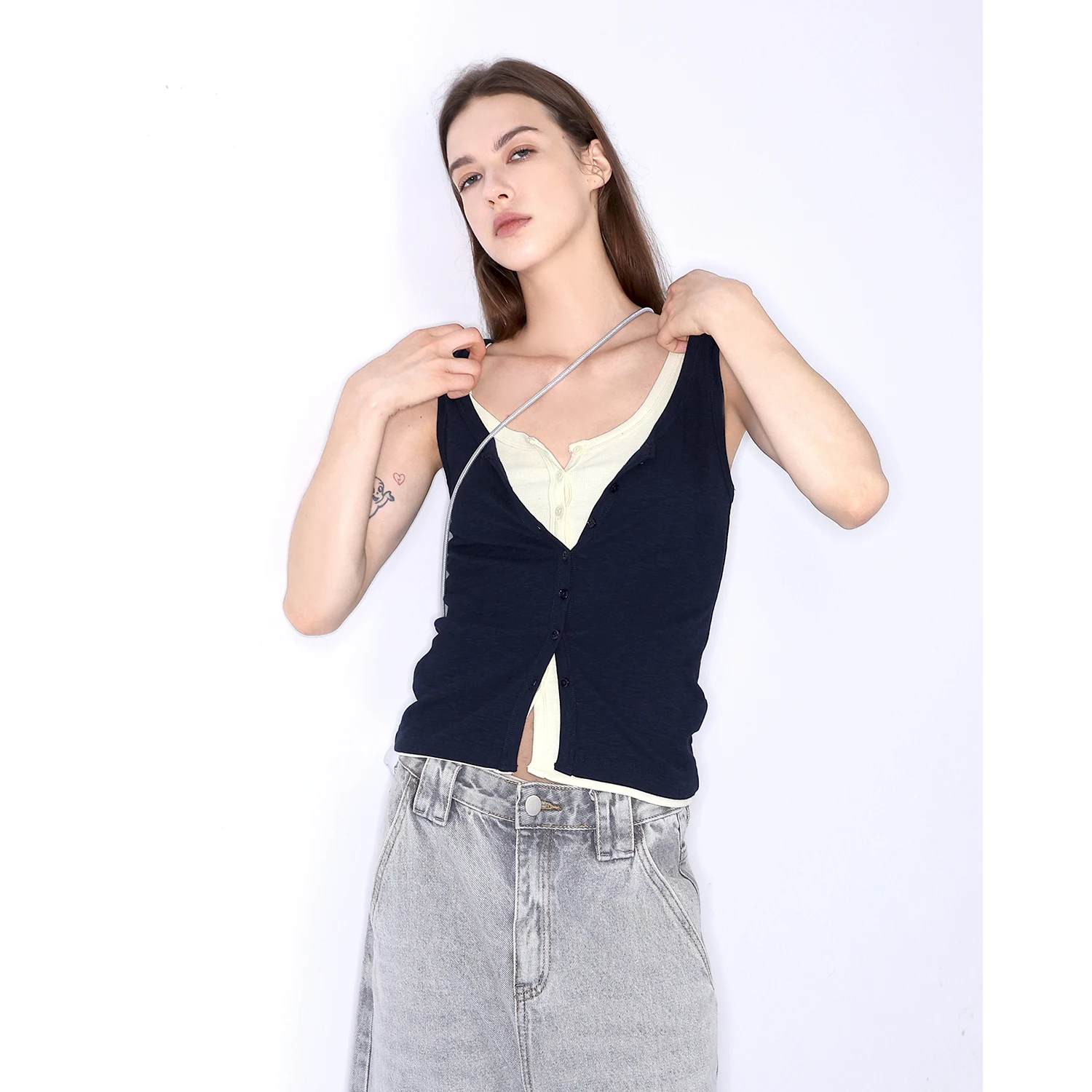 JDE Spring Summer Collection Women's Slim Fit Tank Top round Ne Other Material Outerwear Casual Faion Chinese Production