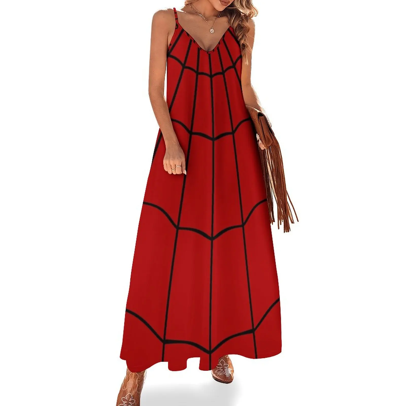 Spider Web - Red Sleeveless Long Dress Dresses for wedding party Elegant gowns Dress