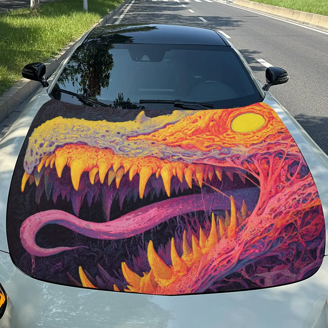 

Ужасающий огонь - дышащие наклейки на капот автомобиля с драконом - самоклеящаяся, водонепроницаемая и прочная виниловая пленка, украшение и защита йо