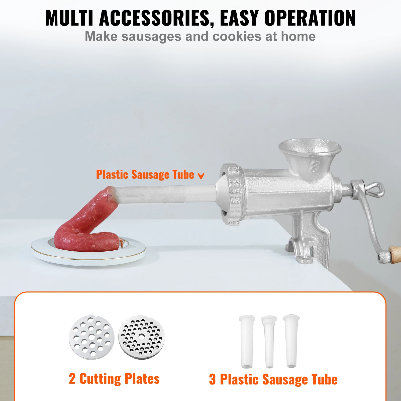 VEVOR Manual Mini Meat Mincer Food Processor Grinder Portable Chopper Blender Sausage Stuffer Stainless Steel for Beef Fish Home