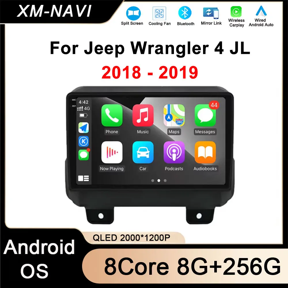 

For Jeep Wrangler 4 JL 2018 - 2019 Car Radio Android Auto Carplay Player Intelligent Central Multimedia Navigation GPS 4G BT