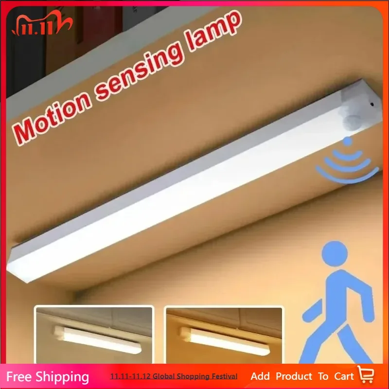 10CM Wireless LED Motion Sensor Night Light - Type-C Rechargeable Cabinet Wardrobe Lamp for Staircase Backlight Kitchen Lighting