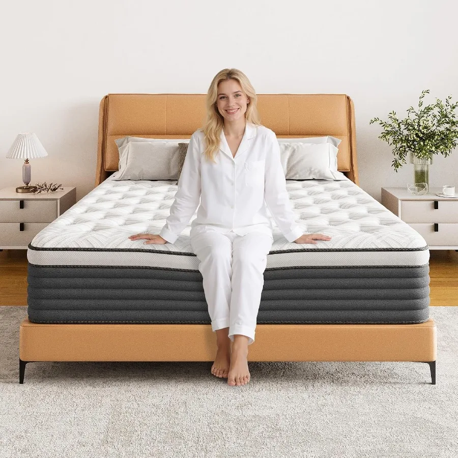 King Size Mattress 12 Inch, Hybrid Mattress King in a Box with Individually Wrapped Pocket Coils Innerspring for Pressure Relie