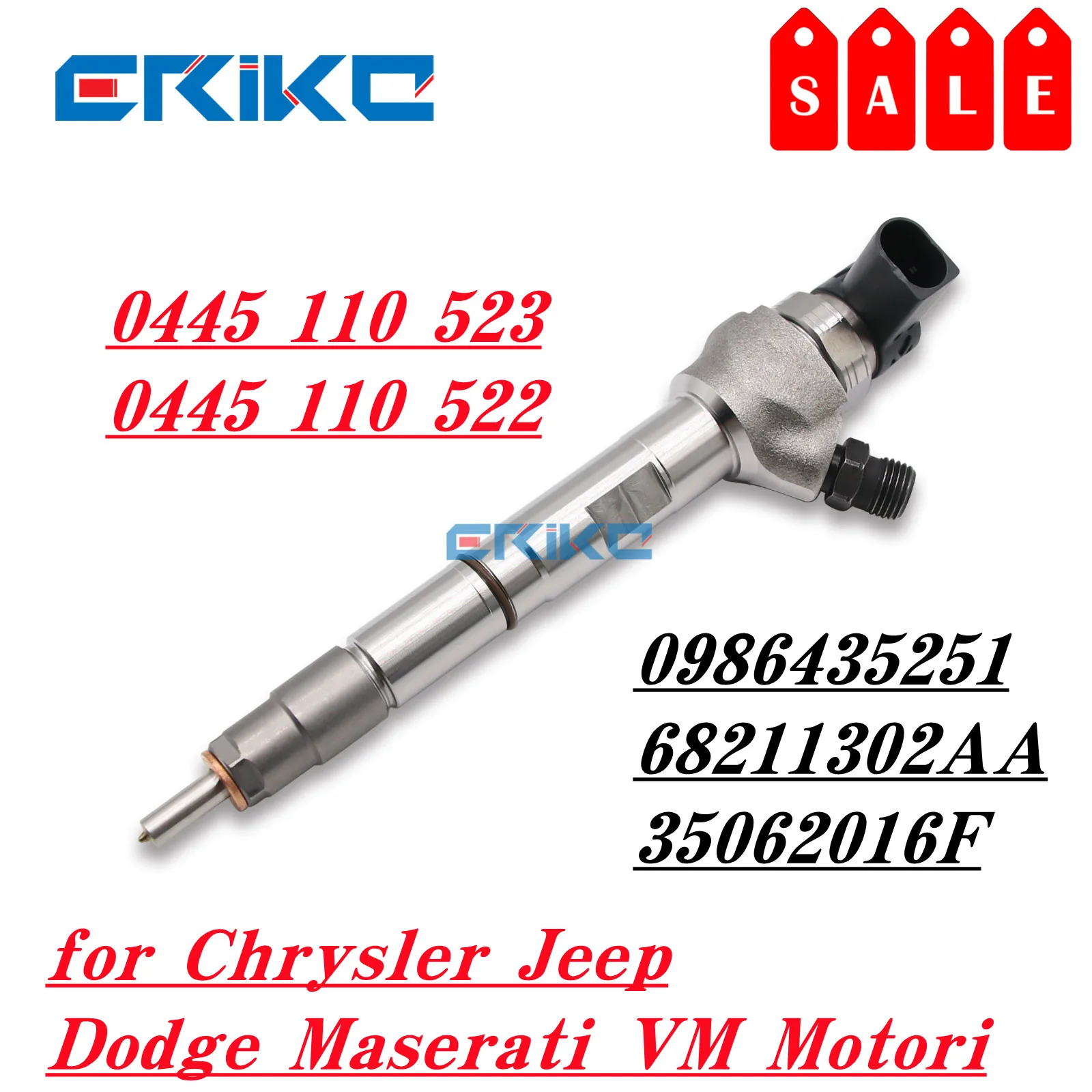 

0445110523 0445110522 Fuel Injector Assy Nozzle 0986435251 68211302AA 35062016F for Chrysler Jeep Dodge Maserati VM Motori